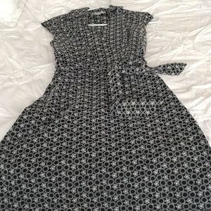 Loft black and white embroider dress